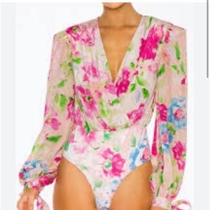 Rococo Sand - Alora Floral-Print Stretch-Crepe Bodysuit in Pink